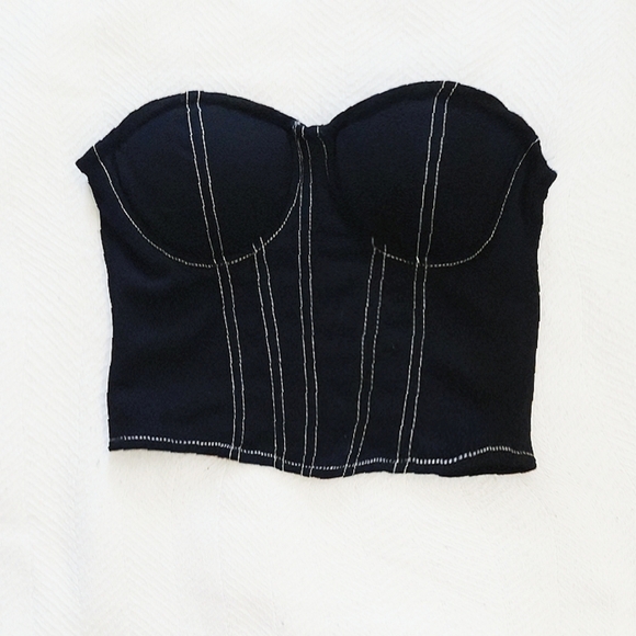Nasty Gal Tops - Nasty Dark Blue Strapless Crop Top Corset